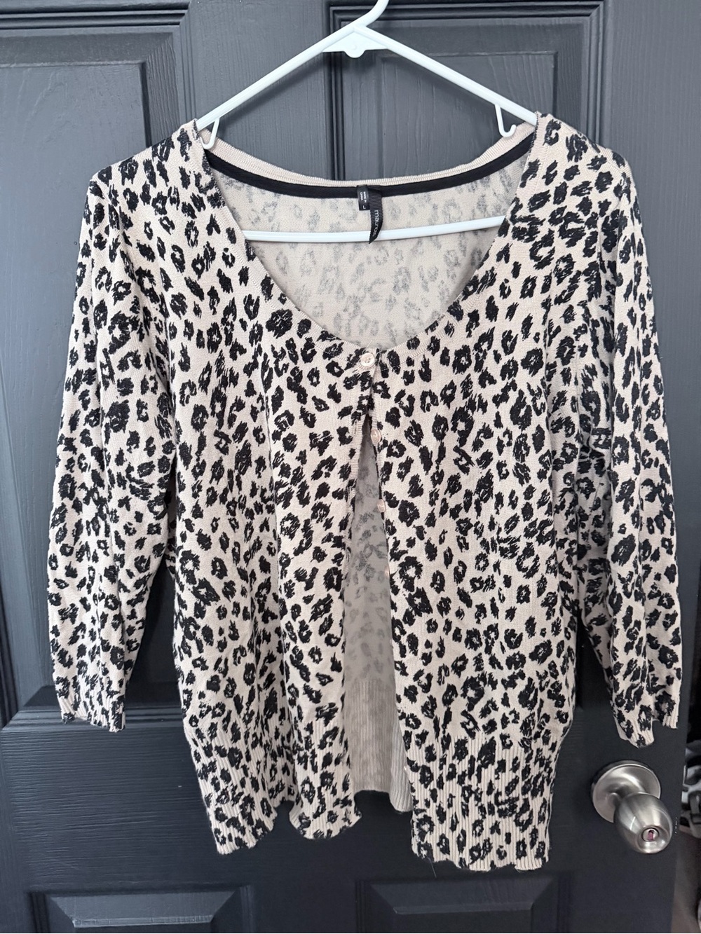 Maurices Beige and Black Leopard Open Cardigan